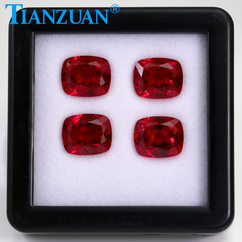 Lab Grown Ruby Pigeon Blood Red Ruby Antique Cushion Shape Natural cut with Cracks and inclusions Loose Stone AGL Certificate