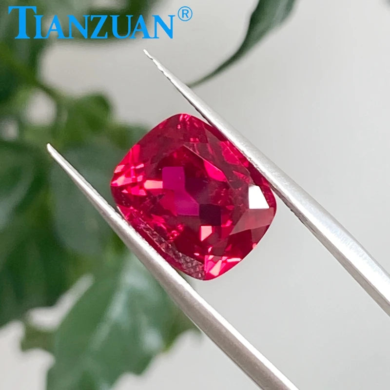 Lab Grown Ruby Pigeon Blood Red Ruby Antique Cushion Shape Natural cut with Cracks and inclusions Loose Stone AGL Certificate